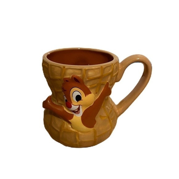 Disney Parks Chip & Dale Peanut 3D Coffee Cup Mug Brown Tan NEW